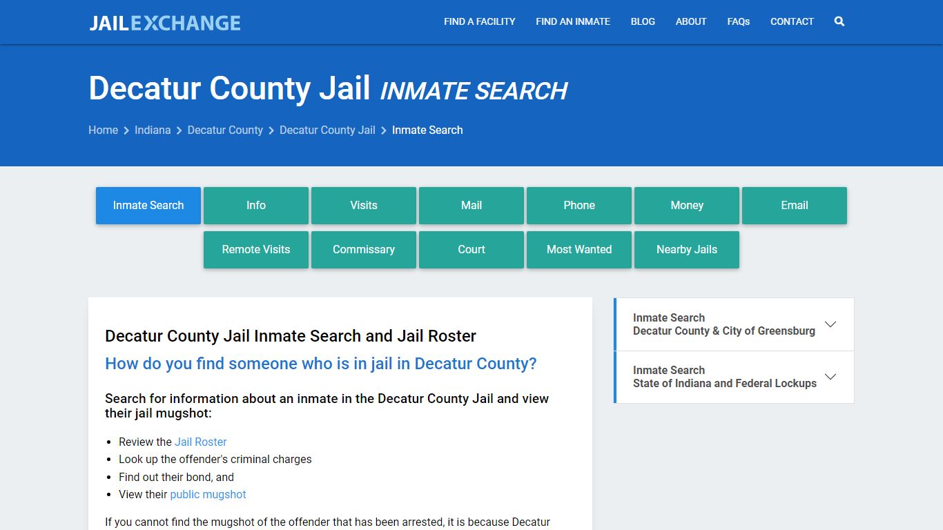 Inmate Search: Roster & Mugshots - Decatur County Jail, IN
