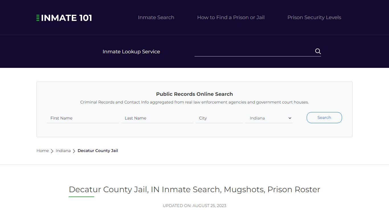 Decatur County Jail, IN Inmate Search, Mugshots, Prison Roster